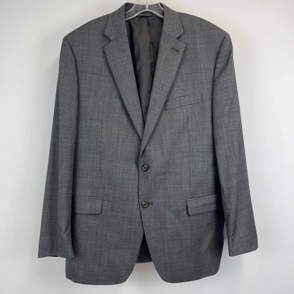 Lauren Ralph Lauren Mens 42R Grey 100% Wool Sharkskin 2 Button Blazer Sport Coat